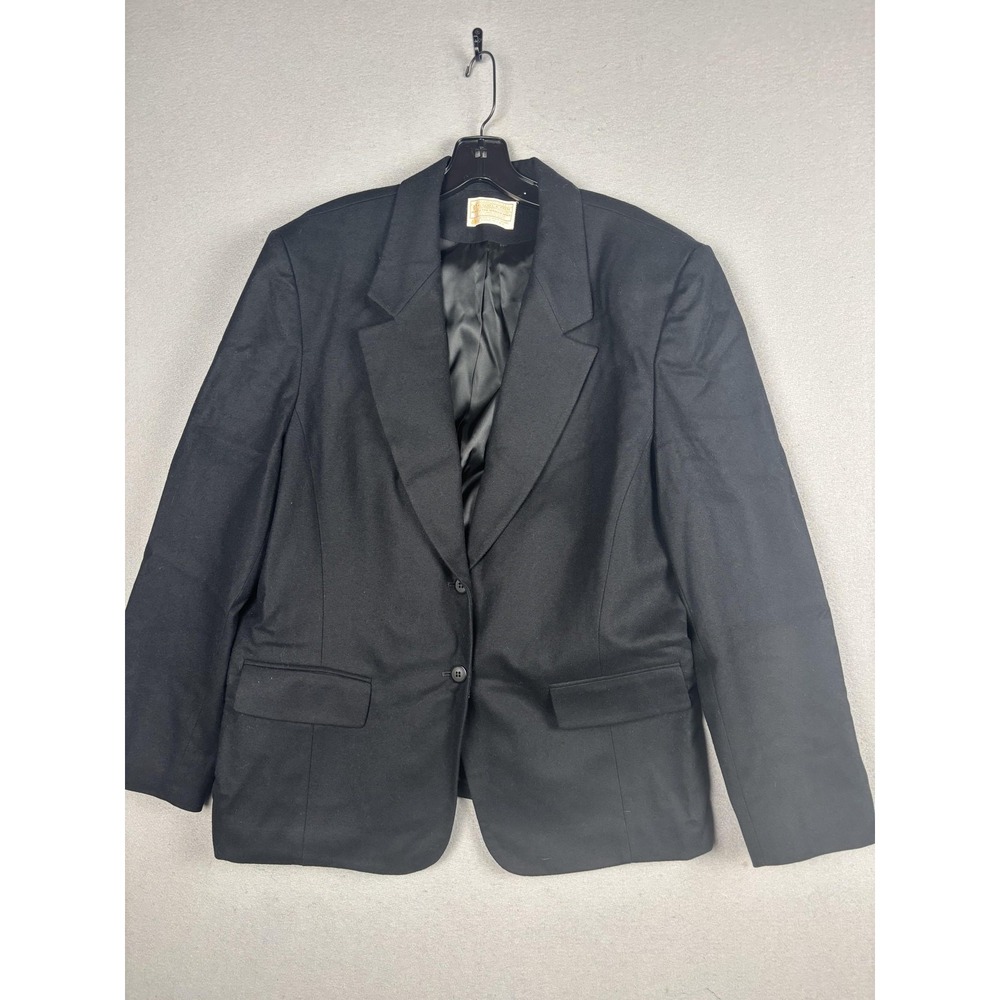 Pendleton Blazer Womens 18 Black 100% Virgin Wool Lined Jacket USA 2 Button